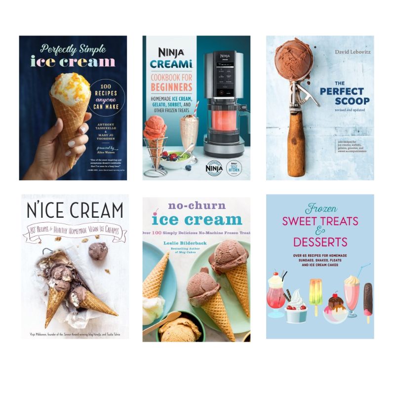 grid of 6 book covers all about ice cream