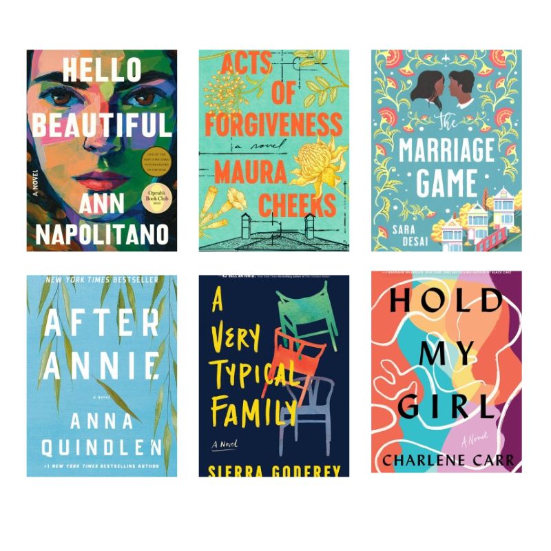 A 3 by 3 grid of book covers about family. 